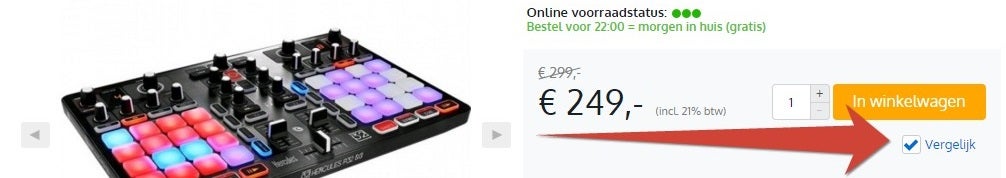 Vergelijken vanuit een productpagina